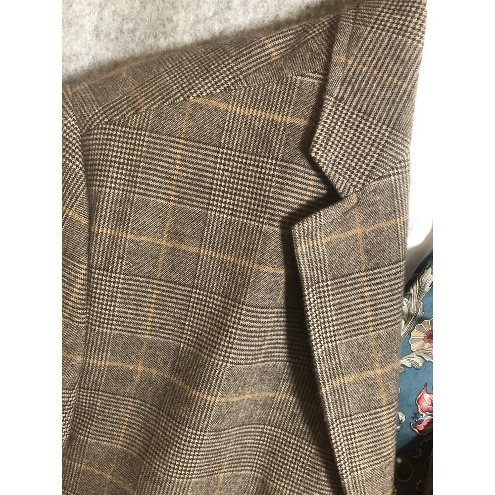 Jachs Tailoring Blazer 46R Brown Plaid Fabric Suit Coat Jacket Business Casual